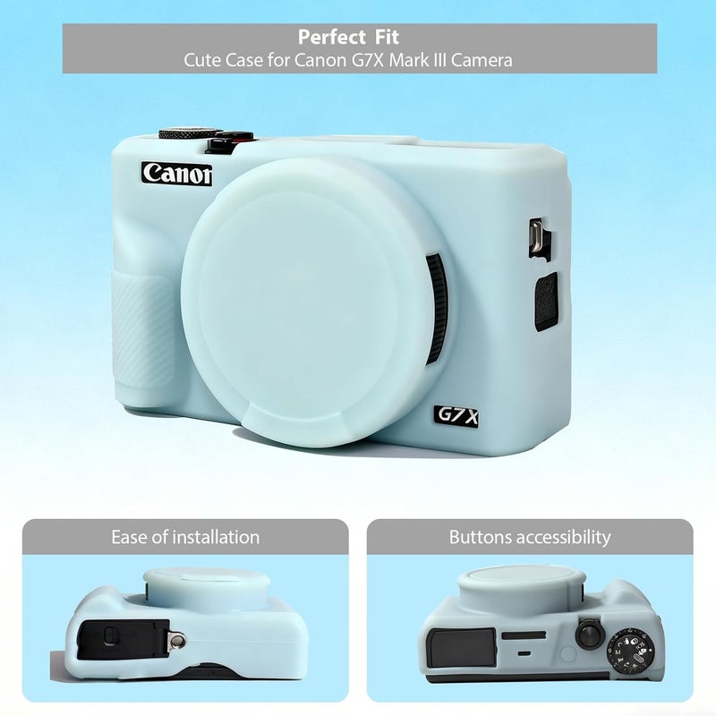 Frevyve Case for Canon G7X Mark III Camera, Soft Silicone Protective Case, Slim Fit Sleeve with Removable Lens Cover and Screen Protector Accessories, Lightweight, Anti-Scratch (Jelly Green) - Image 3
